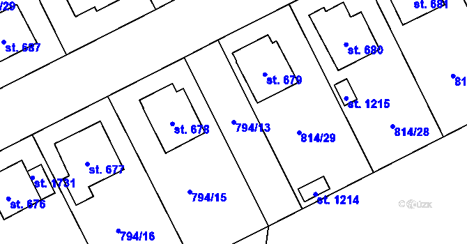 Parcela st. 794/13 v KÚ Světlá nad Sázavou, Katastrální mapa