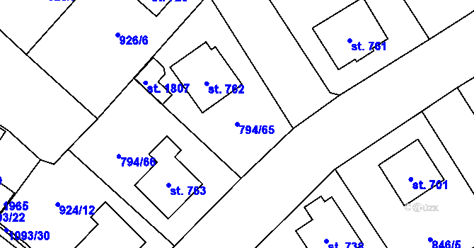 Parcela st. 794/65 v KÚ Světlá nad Sázavou, Katastrální mapa