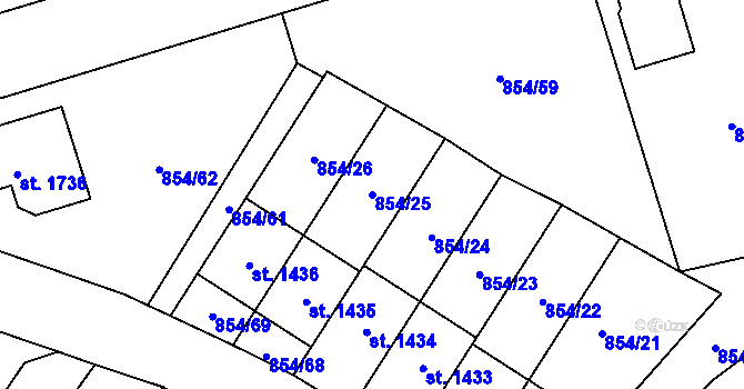 Parcela st. 854/25 v KÚ Světlá nad Sázavou, Katastrální mapa