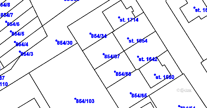 Parcela st. 854/67 v KÚ Světlá nad Sázavou, Katastrální mapa