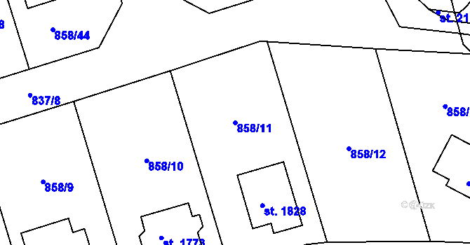 Parcela st. 858/11 v KÚ Světlá nad Sázavou, Katastrální mapa