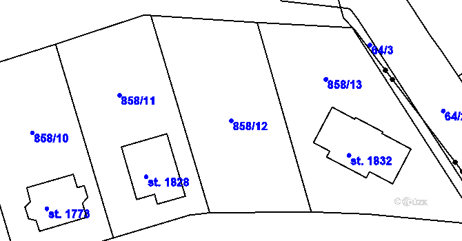 Parcela st. 858/12 v KÚ Světlá nad Sázavou, Katastrální mapa
