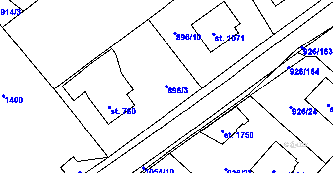 Parcela st. 896/3 v KÚ Světlá nad Sázavou, Katastrální mapa