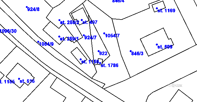 Parcela st. 922 v KÚ Světlá nad Sázavou, Katastrální mapa
