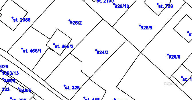 Parcela st. 924/3 v KÚ Světlá nad Sázavou, Katastrální mapa