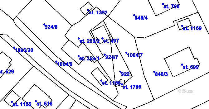 Parcela st. 924/7 v KÚ Světlá nad Sázavou, Katastrální mapa