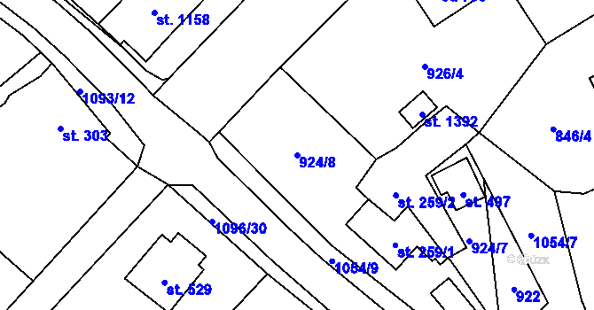 Parcela st. 924/8 v KÚ Světlá nad Sázavou, Katastrální mapa