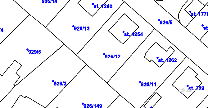 Parcela st. 926/12 v KÚ Světlá nad Sázavou, Katastrální mapa
