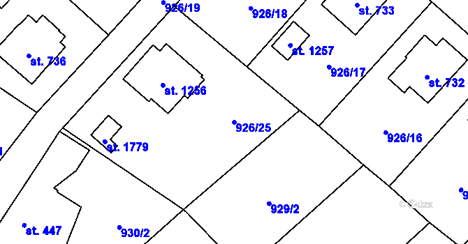 Parcela st. 926/25 v KÚ Světlá nad Sázavou, Katastrální mapa