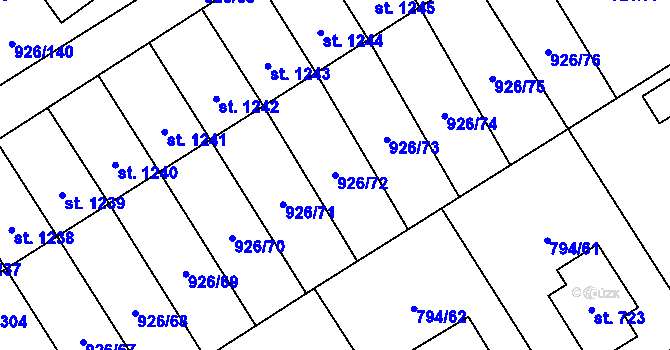 Parcela st. 926/72 v KÚ Světlá nad Sázavou, Katastrální mapa