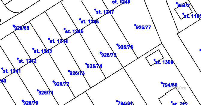 Parcela st. 926/75 v KÚ Světlá nad Sázavou, Katastrální mapa