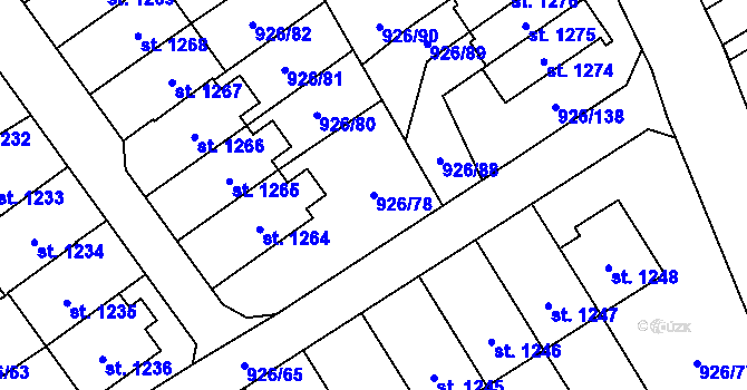 Parcela st. 926/78 v KÚ Světlá nad Sázavou, Katastrální mapa