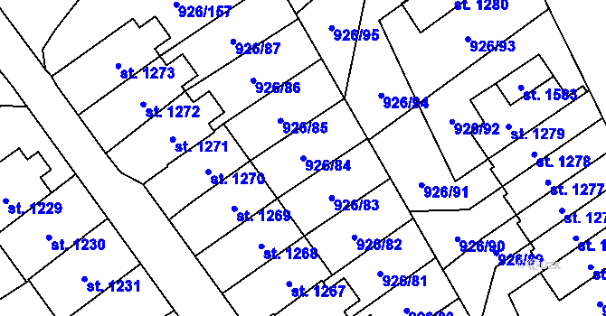 Parcela st. 926/84 v KÚ Světlá nad Sázavou, Katastrální mapa