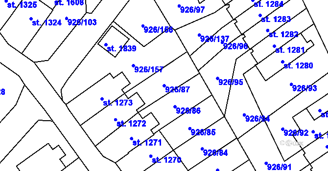 Parcela st. 926/87 v KÚ Světlá nad Sázavou, Katastrální mapa