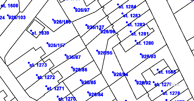 Parcela st. 926/95 v KÚ Světlá nad Sázavou, Katastrální mapa