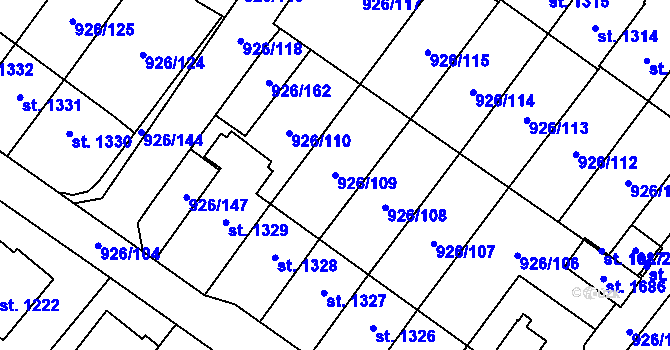 Parcela st. 926/109 v KÚ Světlá nad Sázavou, Katastrální mapa