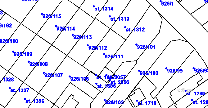 Parcela st. 926/111 v KÚ Světlá nad Sázavou, Katastrální mapa