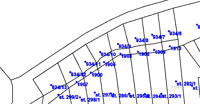 Parcela st. 934/10 v KÚ Světlá nad Sázavou, Katastrální mapa