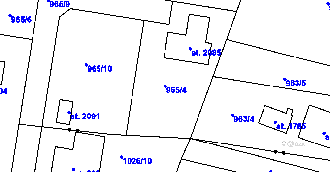 Parcela st. 965/4 v KÚ Světlá nad Sázavou, Katastrální mapa
