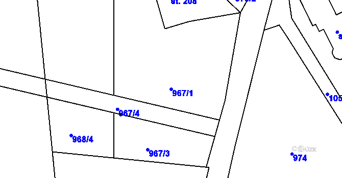 Parcela st. 967/1 v KÚ Světlá nad Sázavou, Katastrální mapa