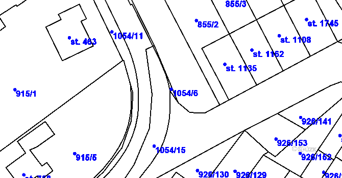 Parcela st. 1054/6 v KÚ Světlá nad Sázavou, Katastrální mapa