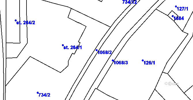 Parcela st. 1068/2 v KÚ Světlá nad Sázavou, Katastrální mapa