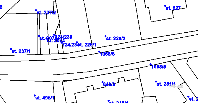 Parcela st. 1068/6 v KÚ Světlá nad Sázavou, Katastrální mapa