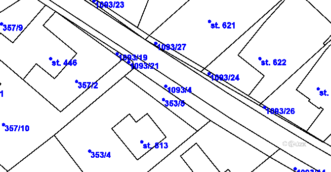 Parcela st. 1093/4 v KÚ Světlá nad Sázavou, Katastrální mapa