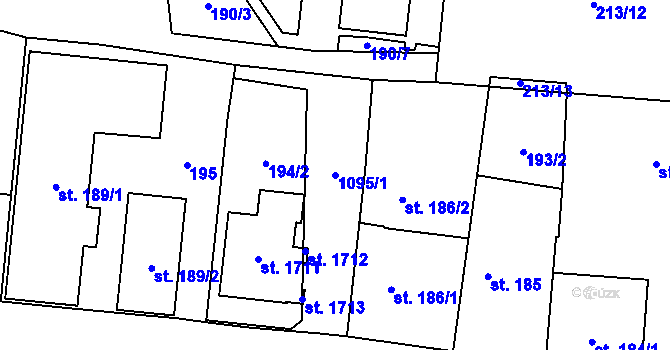 Parcela st. 1095/1 v KÚ Světlá nad Sázavou, Katastrální mapa