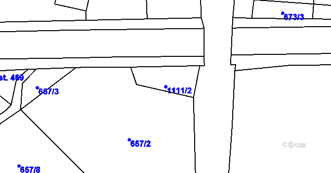 Parcela st. 1111/2 v KÚ Světlá nad Sázavou, Katastrální mapa