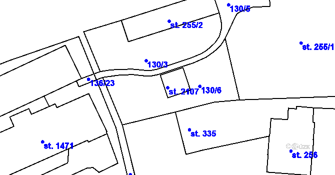 Parcela st. 2107 v KÚ Světlá nad Sázavou, Katastrální mapa