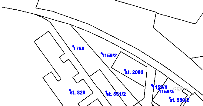 Parcela st. 1159/2 v KÚ Světlá nad Sázavou, Katastrální mapa