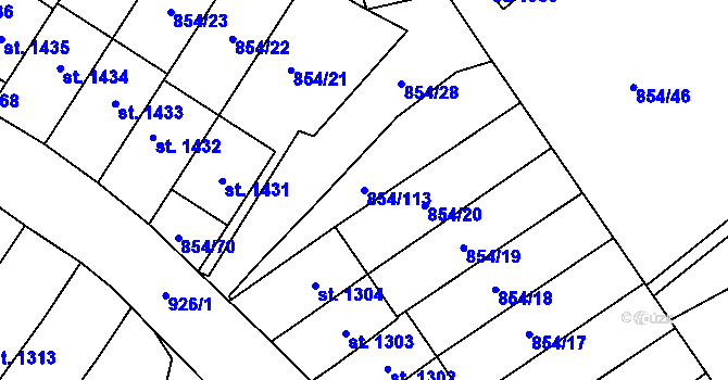 Parcela st. 854/113 v KÚ Světlá nad Sázavou, Katastrální mapa