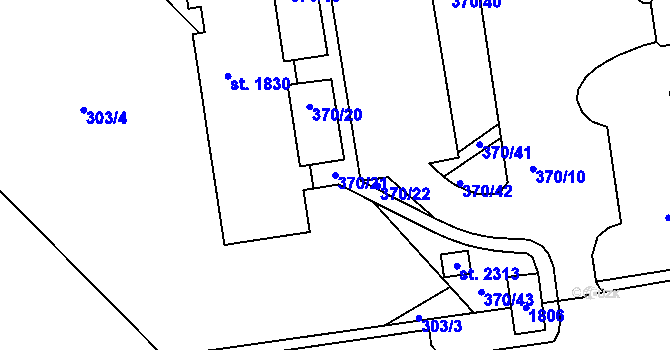 Parcela st. 370/21 v KÚ Světlá nad Sázavou, Katastrální mapa