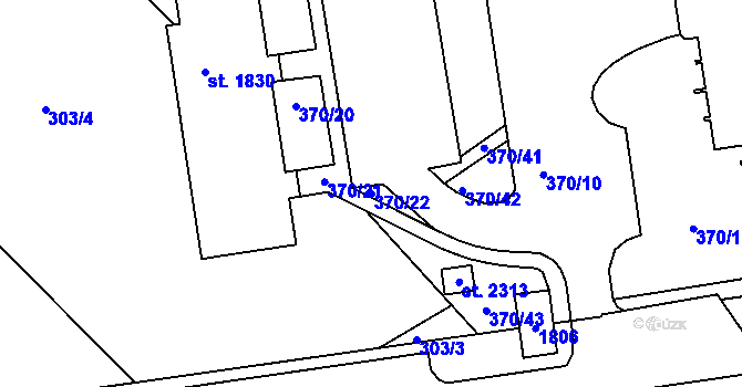 Parcela st. 370/22 v KÚ Světlá nad Sázavou, Katastrální mapa