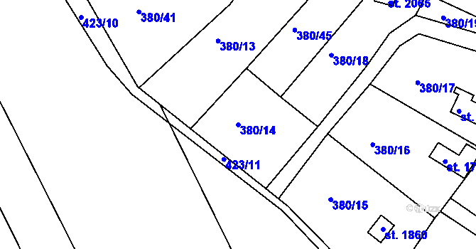 Parcela st. 380/14 v KÚ Světlá nad Sázavou, Katastrální mapa