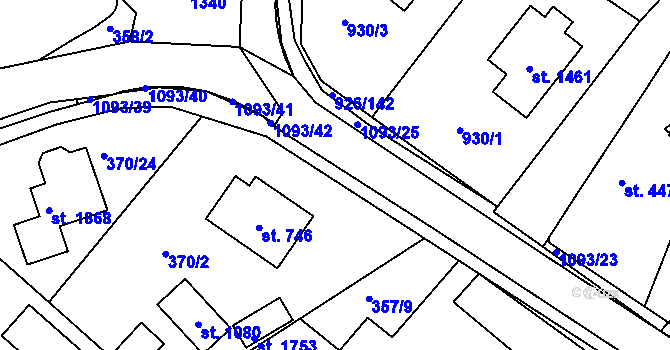 Parcela st. 1093/16 v KÚ Světlá nad Sázavou, Katastrální mapa
