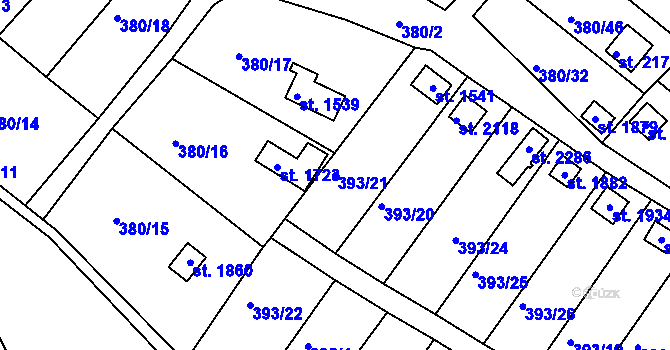 Parcela st. 393/21 v KÚ Světlá nad Sázavou, Katastrální mapa