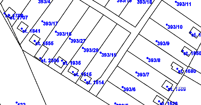 Parcela st. 393/15 v KÚ Světlá nad Sázavou, Katastrální mapa