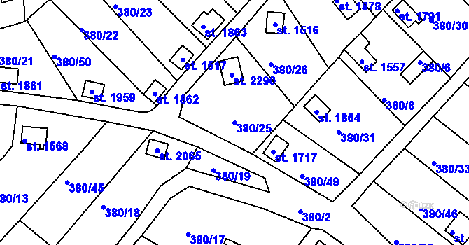Parcela st. 380/25 v KÚ Světlá nad Sázavou, Katastrální mapa