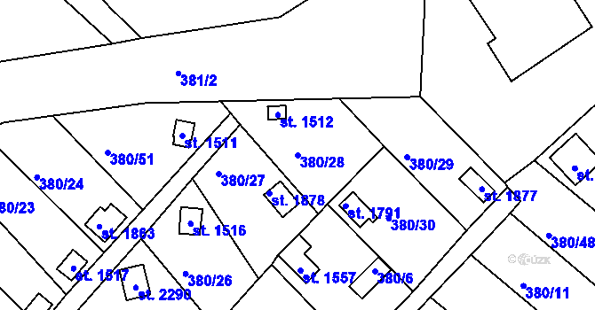Parcela st. 380/28 v KÚ Světlá nad Sázavou, Katastrální mapa