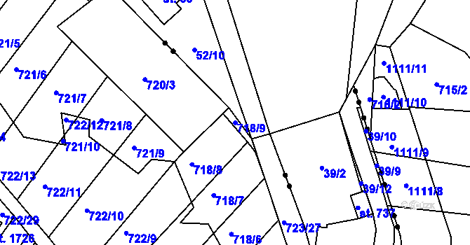 Parcela st. 718/9 v KÚ Světlá nad Sázavou, Katastrální mapa