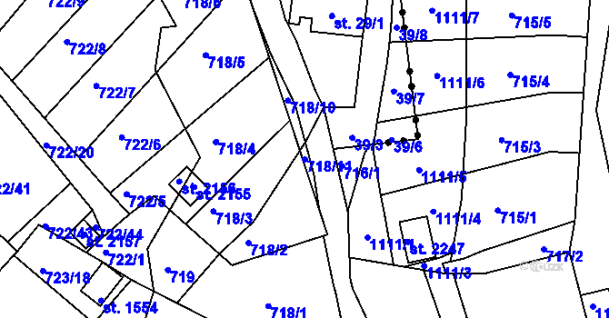 Parcela st. 718/11 v KÚ Světlá nad Sázavou, Katastrální mapa