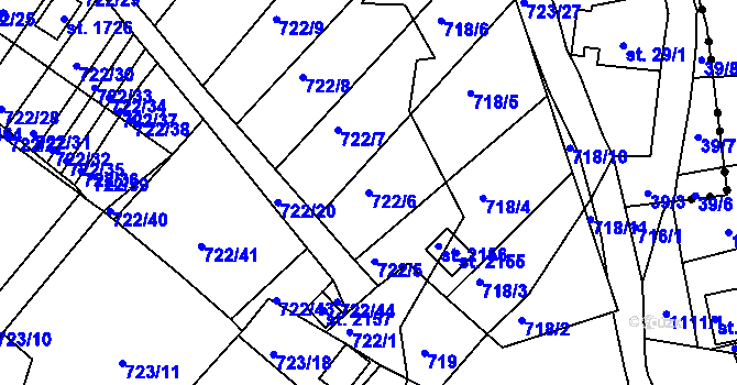 Parcela st. 722/6 v KÚ Světlá nad Sázavou, Katastrální mapa