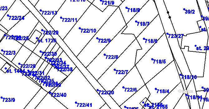 Parcela st. 722/8 v KÚ Světlá nad Sázavou, Katastrální mapa
