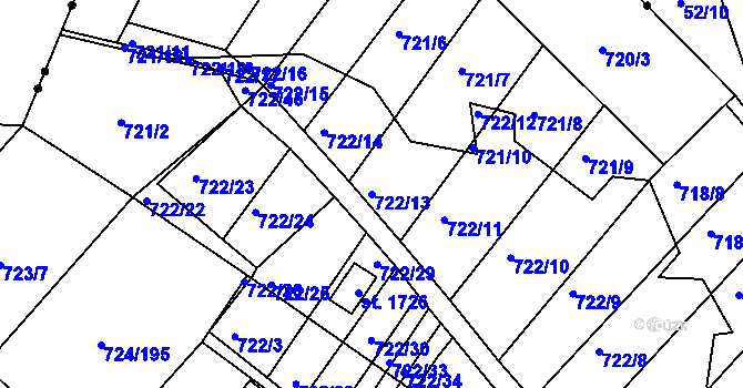 Parcela st. 722/13 v KÚ Světlá nad Sázavou, Katastrální mapa