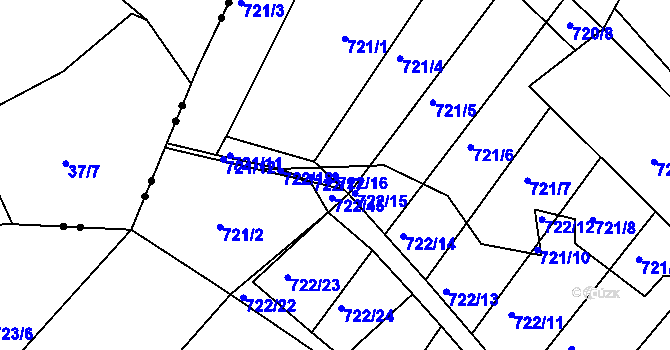 Parcela st. 722/16 v KÚ Světlá nad Sázavou, Katastrální mapa