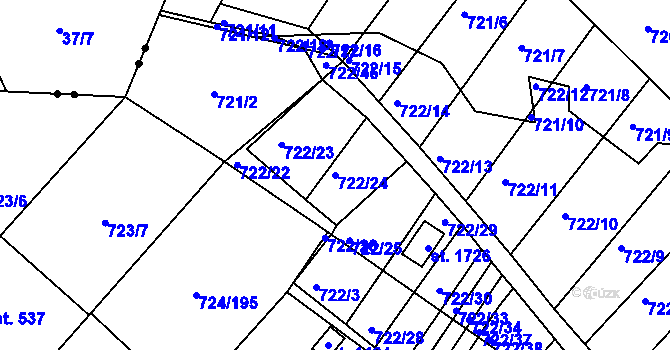 Parcela st. 722/24 v KÚ Světlá nad Sázavou, Katastrální mapa