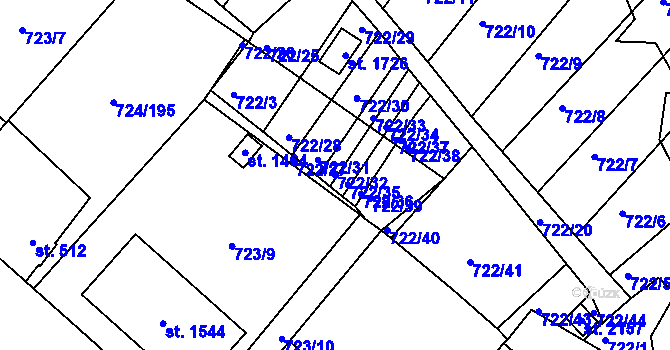 Parcela st. 722/32 v KÚ Světlá nad Sázavou, Katastrální mapa