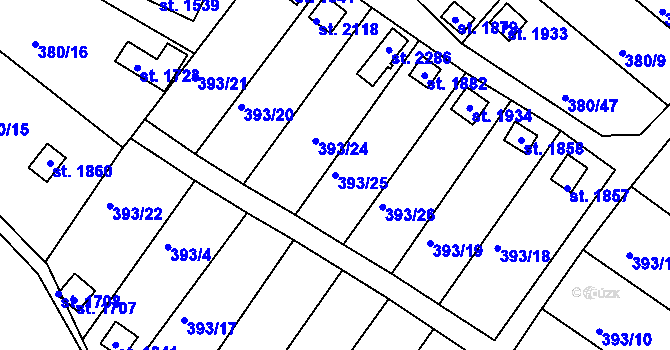 Parcela st. 393/25 v KÚ Světlá nad Sázavou, Katastrální mapa